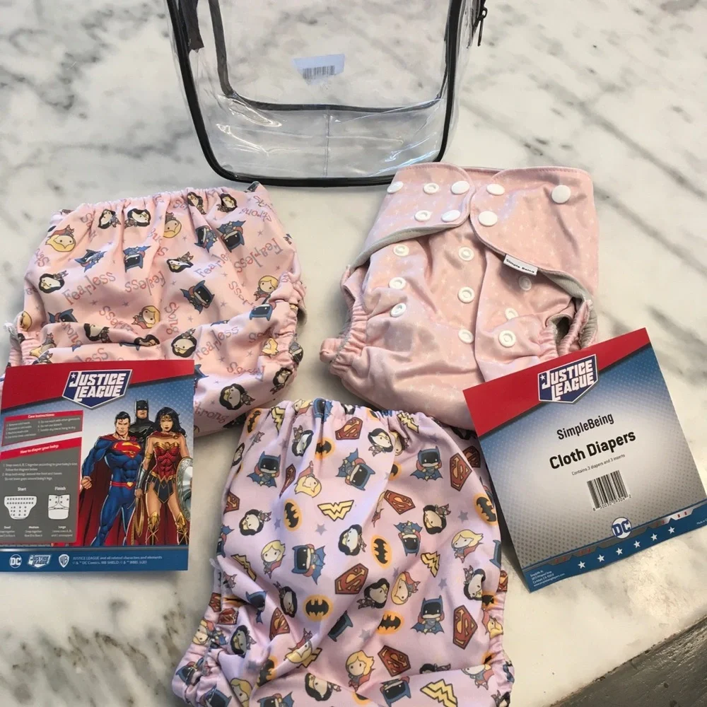 LOT 3 sets of 3 diapers Justice League reusable Cloth Diapers Set